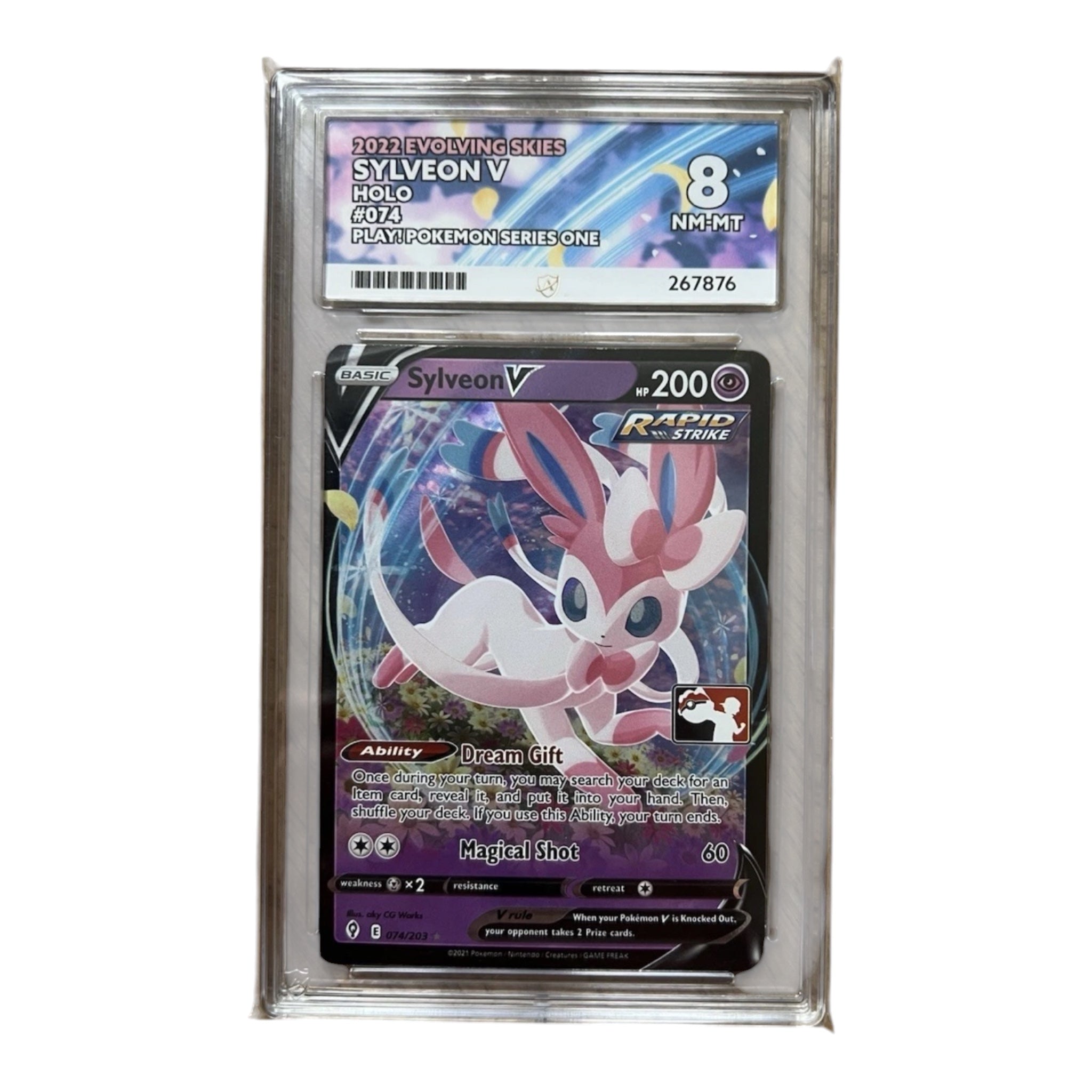 Sylveon V 074/203 – Play! Pokémon Prize Pack Series One Holo | Ace Graded NM-MT 8