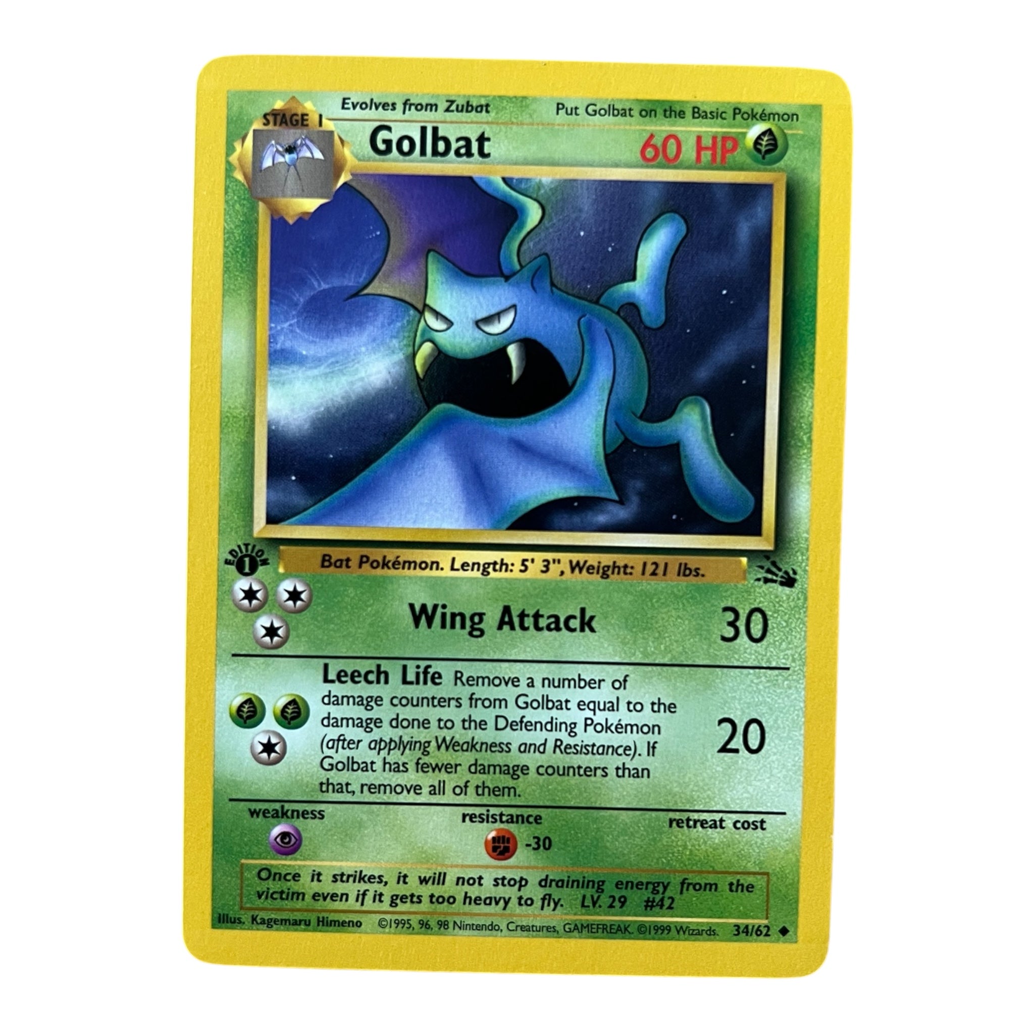 Pokémon Golbat 34/62 – 1st Edition Fossil Card