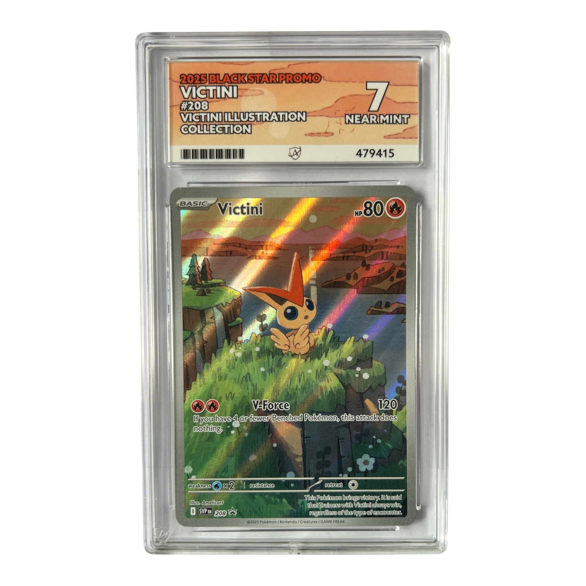 2025 Pokémon Black Star Promo Victini #208 Illustration Collection Ace Graded Near Mint 7