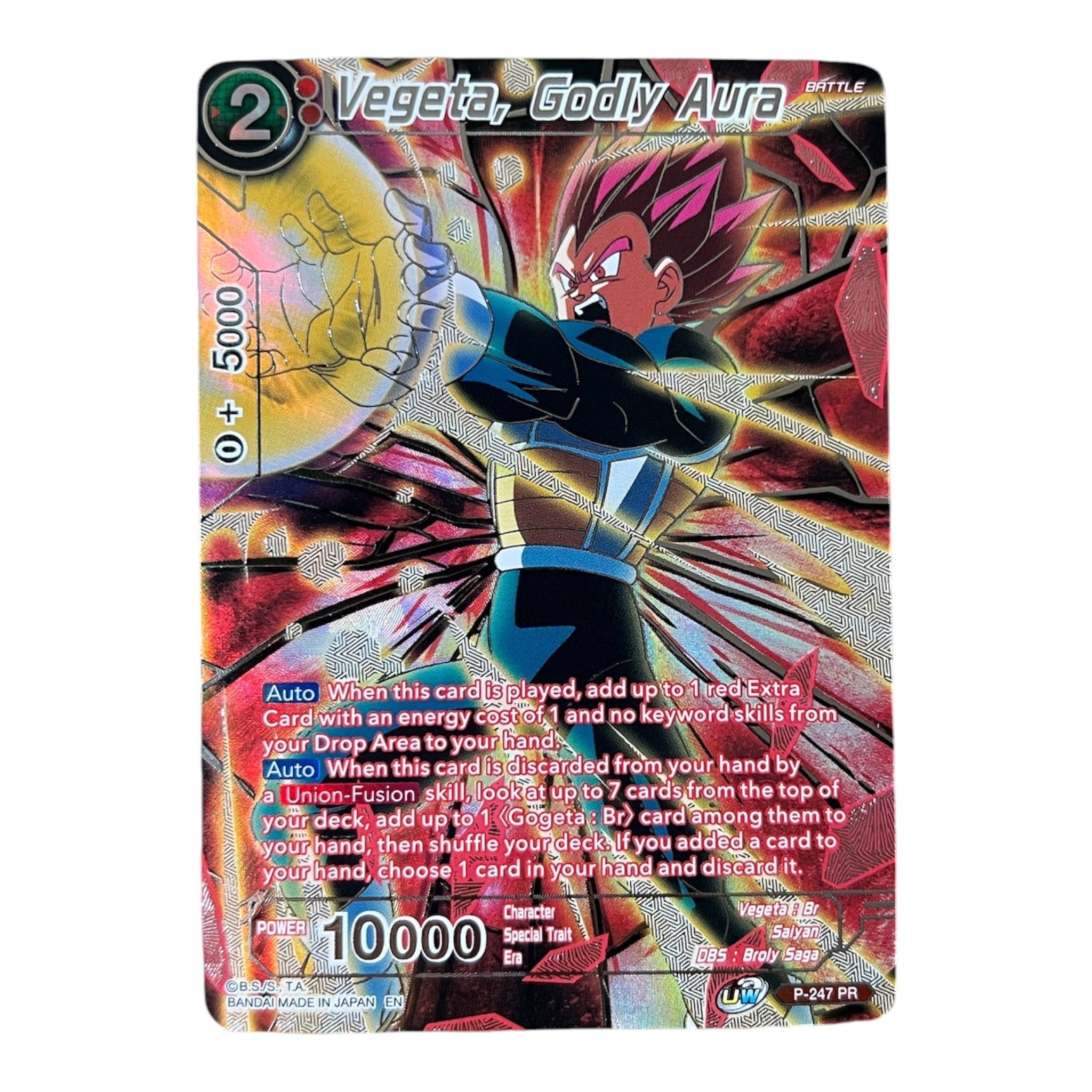Dragon Ball Super Card Game Vegeta, Godly Aura P-247 PR Promo Card
