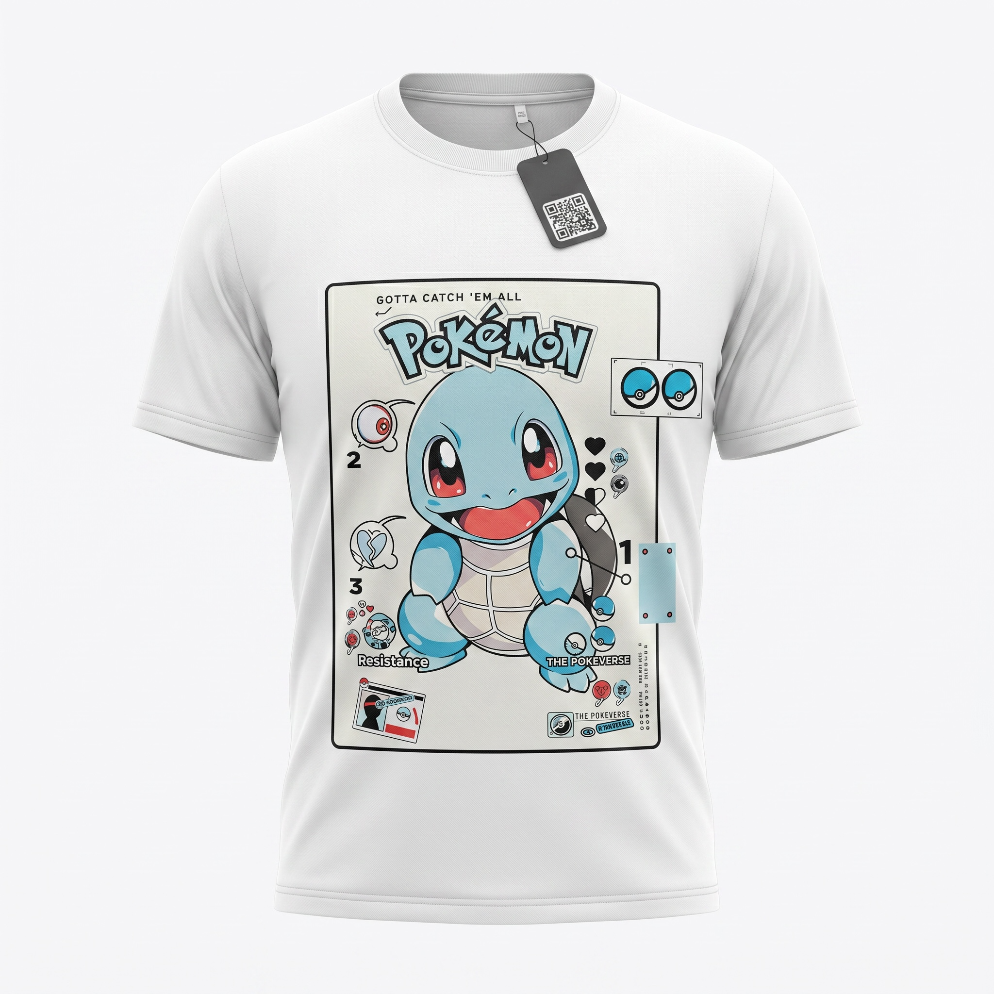 White Squirtle Pokémon Graphic T-Shirt