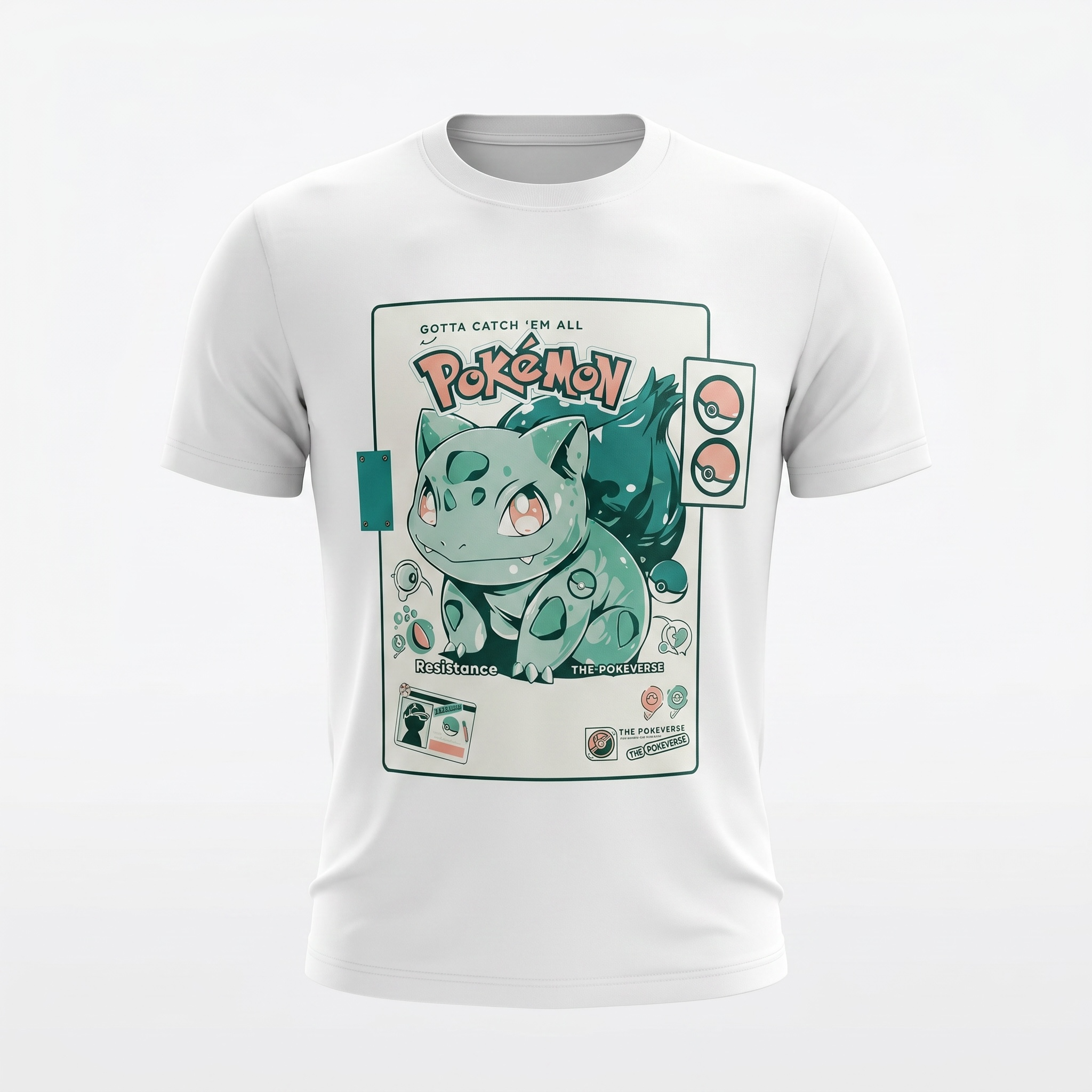 White Bulbasaur Pokémon Graphic T-Shirt