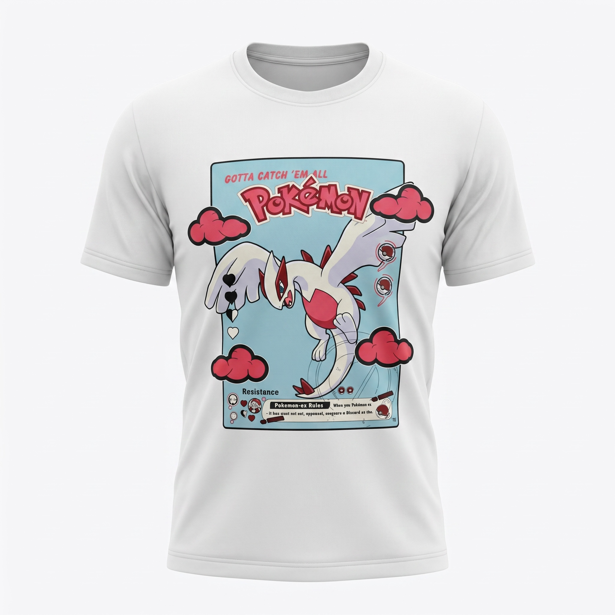 White Lugia Pokémon Graphic T-Shirt