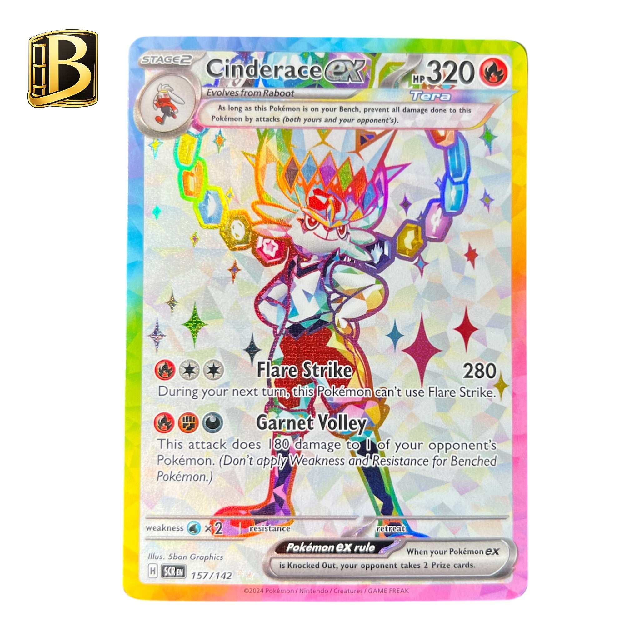 Cinderace ex 157/142 – Hyper Rare Gold – Stellar Crown Pokémon Card