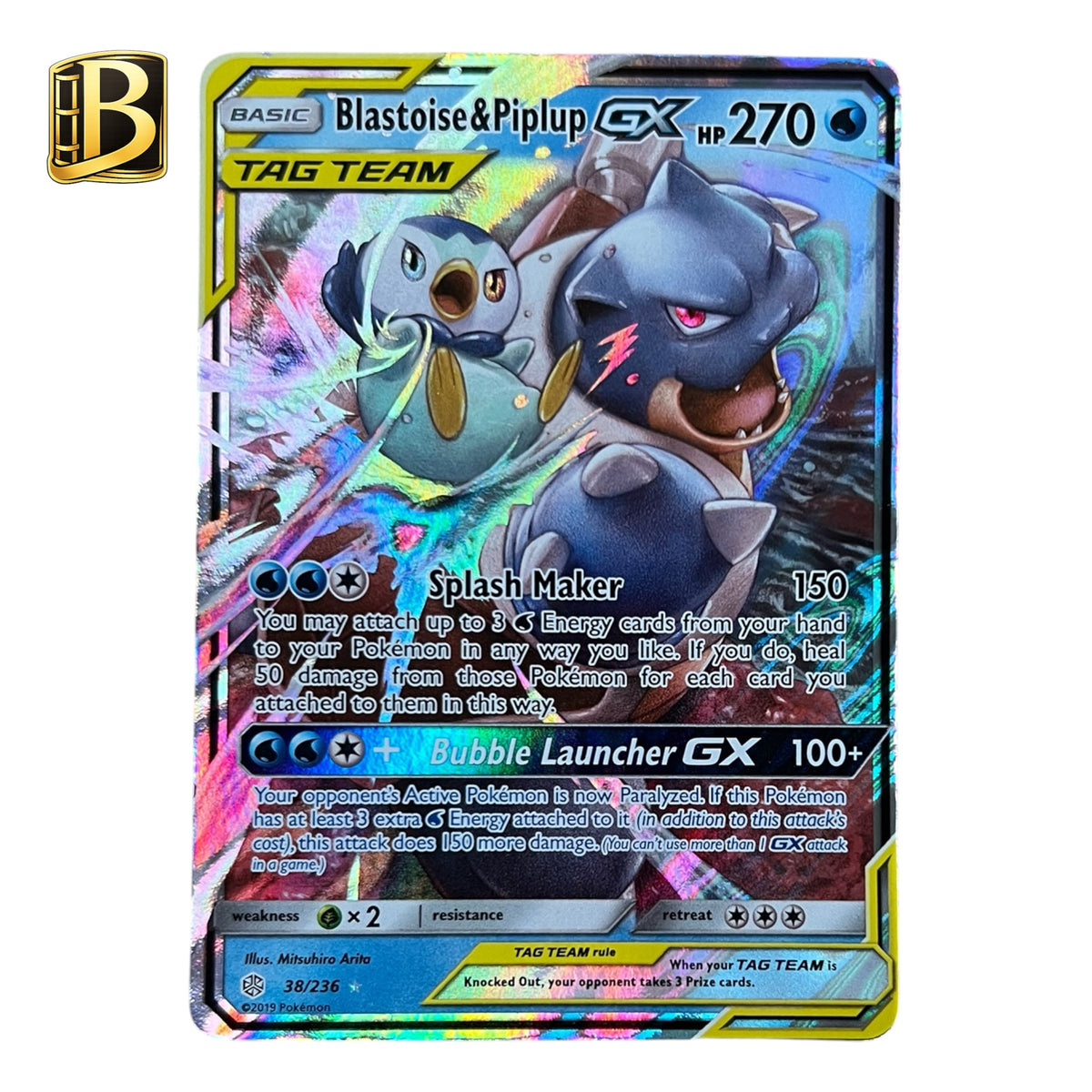 Pokémon Blastoise & Piplup GX 38/236 – Cosmic Eclipse – Tag Team LP