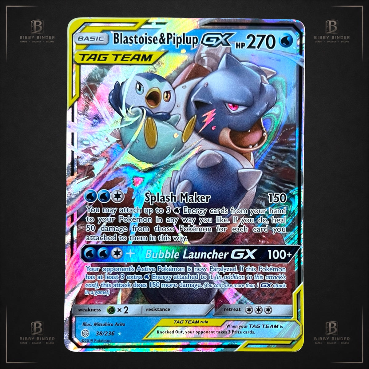 Pokémon Blastoise & Piplup GX 38/236 – Cosmic Eclipse – Tag Team LP