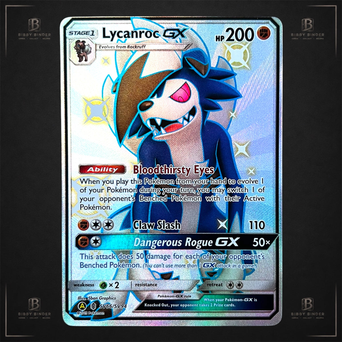 Pokémon Lycanroc GX SV66/SV94 – Hidden Fates Shiny Vault