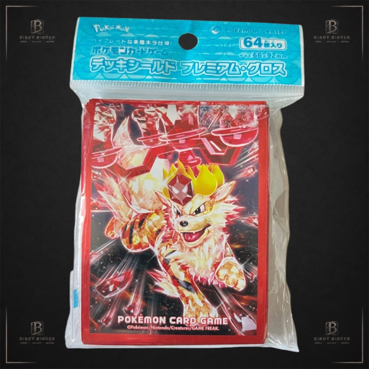 Pokémon TCG Premium Gloss Deck Shield Sleeves Terastal Arcanine ex (64 Sleeves) Official Pokémon Center Japan