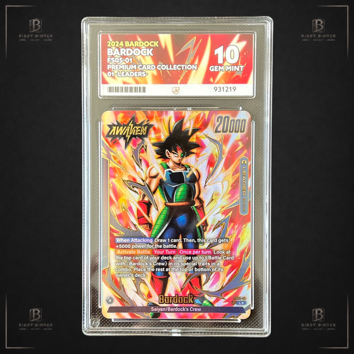 Dragon Ball Bardock FS05-01 Premium Card Collection Leaders ACE GEM MINT 10